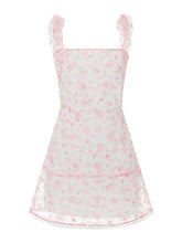 Load image into Gallery viewer, Women Summer Casual Dress Floral Print Tie-Up Shoulder Strap Mini Dress Fashion Double Layer Backless Cami Dress