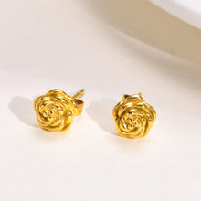 Load image into Gallery viewer, \Rose Flower Stud Earring Stainless Steel Gold Color Petal Earrings Trendy Women Great Gift Idea