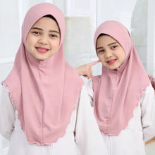Load image into Gallery viewer, H120 Teenage girls plain hijab hats muslim scarf islamic headscarf hat amira pull on headwrap beautiful 10 years girl scarf
