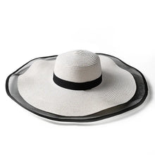 Load image into Gallery viewer, Women Sun Hat Big Eaves Waves Beach Cap Ladies Hat Big Brim Sun Visors UV Cut Bucket Panama Cap Foldable Straw Sunscreen Vintage