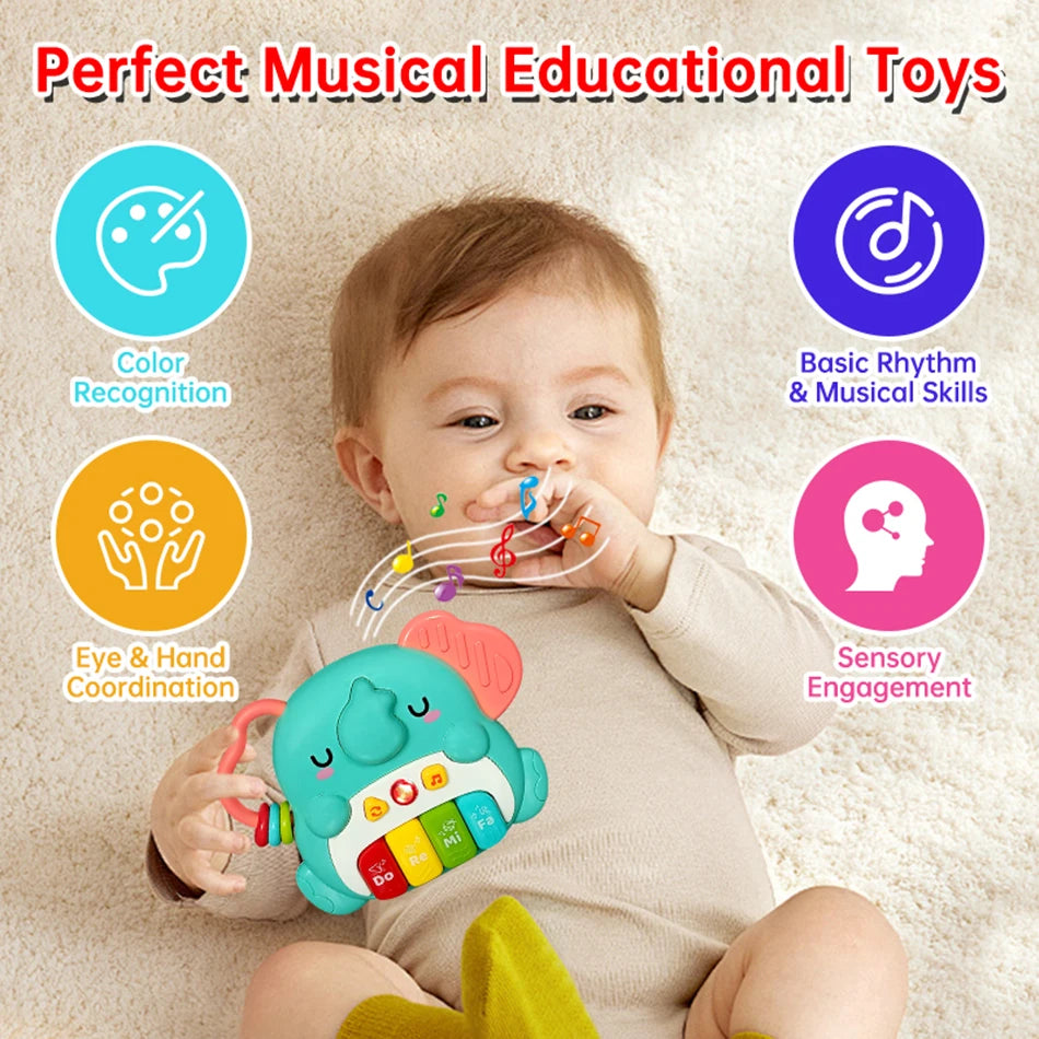 Kids Cartoon Piano Keyboard Game with Animal Sounds Flashing Light Music Baby Instrument Music Toys Educational Toys Kids Gifts