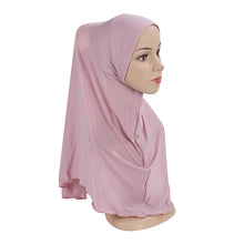 Load image into Gallery viewer, H120 Teenage girls plain hijab hats muslim scarf islamic headscarf hat amira pull on headwrap beautiful 10 years girl scarf