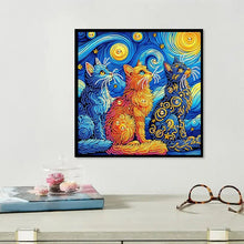 Load image into Gallery viewer, 1 set of animal themed cat diamond painting set, DIY 5D color irregular crystal diamond partially inlaid painting design