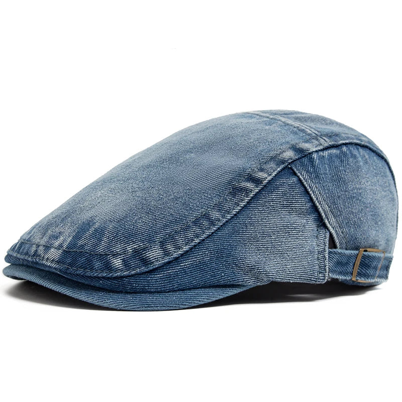 New Denim Cotton Beret Men Vintage Newsboy Cap Spring Autumn Casual Women Visor Fashion Cool Flat Hat Adjustable Berets