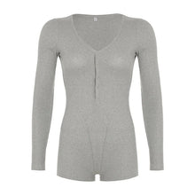 Load image into Gallery viewer, Women's Jumpsuits Autumn New Fashion Long Sleeves Casual Slim Knitted Rompers Solid Sexy V-Neck Female Bodycon Elegant Clothing