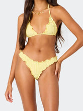 Load image into Gallery viewer, Women s Ruffle Trim Halter Neck Tie-up Bikini Set with High Waisted Bottoms for Beach Pool Party Outfits