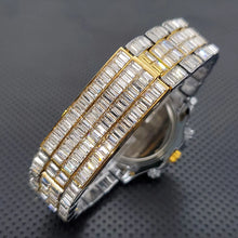 Load image into Gallery viewer, New Luxury Watches For Men High End Steel Bracelet Square Crystal Quartz Watch Hip Hop Chronograph Waterproof Man Clock Hot Sale