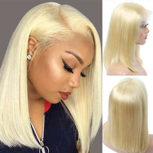 Load image into Gallery viewer, Bob 613 Blonde Short Straight Full Frontal Lace Human Hair Wigs 12 inch 13x4 13x6 HD Lace Front Hair Wigs for Black Women