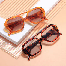 Load image into Gallery viewer, Vintage Square Sunglasses for Women Men Thick Frame Double Bridges Eyewear Female Fashion Chic Polygon Sun Glasses Leopard Blue