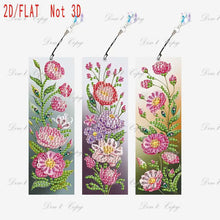 Load image into Gallery viewer, Three-piece diamond painting bookmark set, DIY creative colorful floral and butterfly design, with diamond book bookmarks
