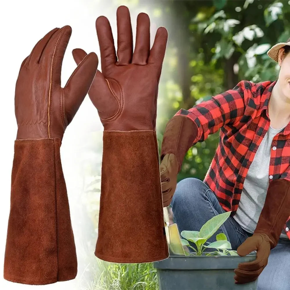 Garden  Industrial Protective Work Gloves Long Tube Gardening Safety Working Gloves Leather Breathable Gauntlet Pruning Gloves