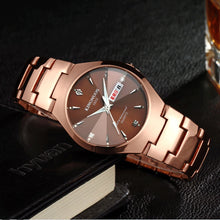 Load image into Gallery viewer, Relogios Masculino Tungsten Steel Black Watch for Men Clock Male Luminous Quartz Wristwatch Date Week Waterproof Student Watches