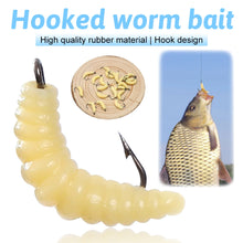 Load image into Gallery viewer, 30PCS Artificial Breadworms Fishing Bait with Hooks Realistic Fake Hooked Worm Bait High Elasticity Rubber Fishing Bait