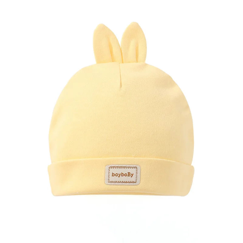 Baby Hat for Newborn Solid Color Cap Kids Bunny Hats Children Soft Cotton Breathable Sweat-Absorbent Boys Girls Baby Stuff