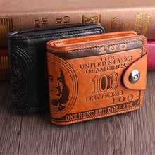Load image into Gallery viewer, Men's Wallets with 100 US Dollar Pattern Money Clip PU Leather Wallet Zipper Card Holder Coin Pocket Purse Father's Day Gifts