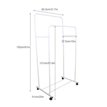 Load image into Gallery viewer, Heavy Duty Clothes Rack Garment Rail Rolling Stand Two Top Rod & Lower Storage