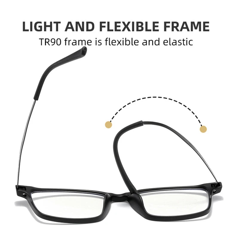 YOOSKE Blue Light Blocking Reading Glasses Men Women Ultralight TR90 Titanium Alloy Optical Frame Eyeglasses Square Eyewear