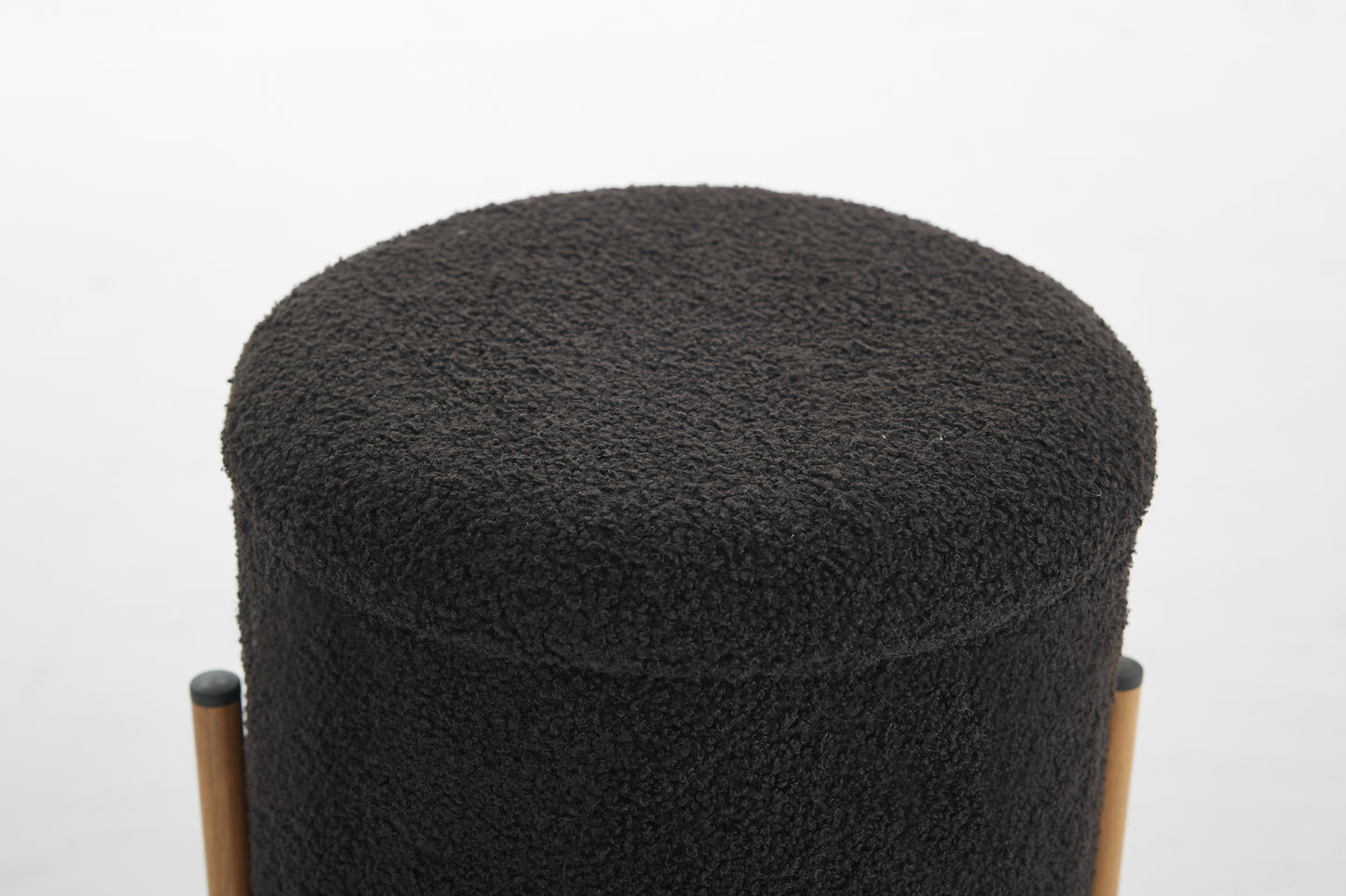 Modern Round Storage Ottoman, Ottoman Foot Stools With Metal Base, Ottoman Footstool with Removable Lid Storage Ottoman(Black)