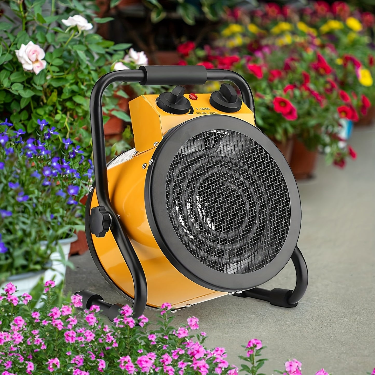 Greenhouse Heater With Digtal Thermostat, Electric Space Heaters For Grow Tent, Fast Heating, Overheat Protection, Portable Heater For Green House, Flower Room, Patio, Yellow