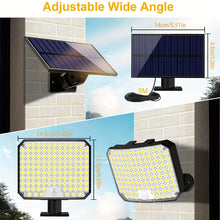 Load image into Gallery viewer, 118 LED Solar Motion Sensor Floodlight with Remote Control - Outdoor Security Lighting for Patio, Garage, Porch, Yard - 16.5ft Cable,, 1800mAh Battery, Wall-Mounted Design, Yard Floodlight | Sleek Rectangular Design | LED Arr