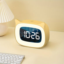 Load image into Gallery viewer, 1pc Cute Cat Ear Alarm Clock - Rechargeable Digital Clock with Night Light, 18 Ringtones, and Pink Color for Teens' Bedroom