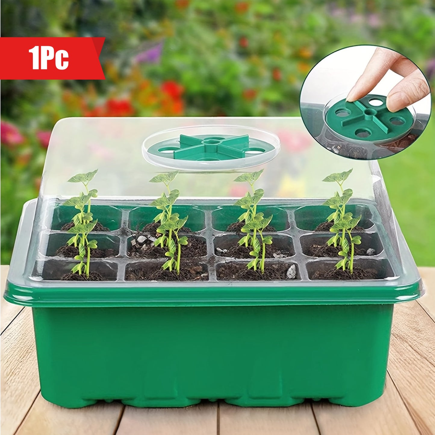 1pc, Green Seedling Pot, Household Outdoor Seedling Plug Tray, Special Pot Nutrition Cup, Plastic Rectangular Tray, Cutting Seedling Artifact