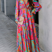 Load image into Gallery viewer, Romantic Floral Print Maxi Dress - Flowy Pleats & Modest V-Neck - Versatile Long Sleeves for Vacation Style - Womens Clothing