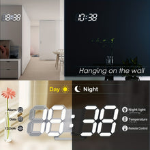 Load image into Gallery viewer, KOMUGI 9.7" Digital LED Wall Clock with Remote Control - USB Powered, Auto Dimmable, Alarm, Large Display for Bedroom & Living Room, Living Room Decor | Cubeshaped Design | Durable LED Numerals, Clock for Living Room