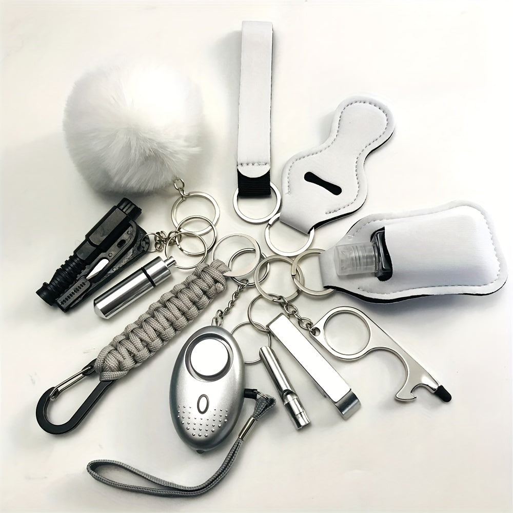 12pcs Safety Keychain Full Set, Self Defense Security Keychain Set With Personal Alarm, Protective Keychain Accessories Gift For Women Valentines Gift