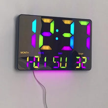 Load image into Gallery viewer, 1pc Multifunctional RGB Colorful Digital Remote Control Wall Clock (clock And Remote Control With Button Battery)