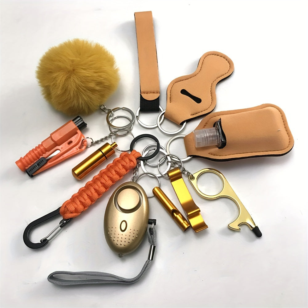 12pcs Safety Keychain Full Set, Self Defense Security Keychain Set With Personal Alarm, Protective Keychain Accessories Gift For Women Valentines Gift