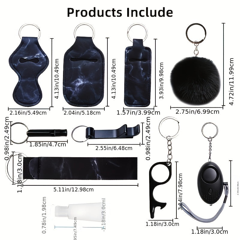 12pcs Safety Keychain Full Set, Self Defense Security Keychain Set With Personal Alarm, Protective Keychain Accessories Gift For Women Valentines Gift