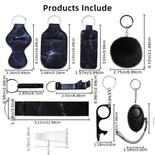 Load image into Gallery viewer, 12pcs Safety Keychain Full Set, Self Defense Security Keychain Set With Personal Alarm, Protective Keychain Accessories Gift For Women Valentines Gift