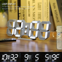 Load image into Gallery viewer, KOMUGI 9.7" Digital LED Wall Clock with Remote Control - USB Powered, Auto Dimmable, Alarm, Large Display for Bedroom & Living Room, Living Room Decor | Cubeshaped Design | Durable LED Numerals, Clock for Living Room
