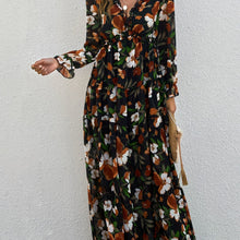 Load image into Gallery viewer, Romantic Floral Print Maxi Dress - Flowy Pleats & Modest V-Neck - Versatile Long Sleeves for Vacation Style - Womens Clothing