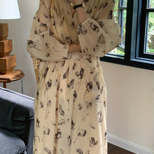 Load image into Gallery viewer, V-Neck Floral Print Chiffon Dress - Slim Waist, Long Sleeve, Elegant & Flowy - Fashion-Forward Womens Clothing for Any Season