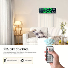 Load image into Gallery viewer, Large Screen Digital Wall Clock With Indoor Temperature Date Week Display, Desk Countdown Digital Timer, 13 Inch Nordic Simple Living Room 10-level Brightness Adjustment Auto Light Led Dual Alarm Clock With Remote Control (Bu