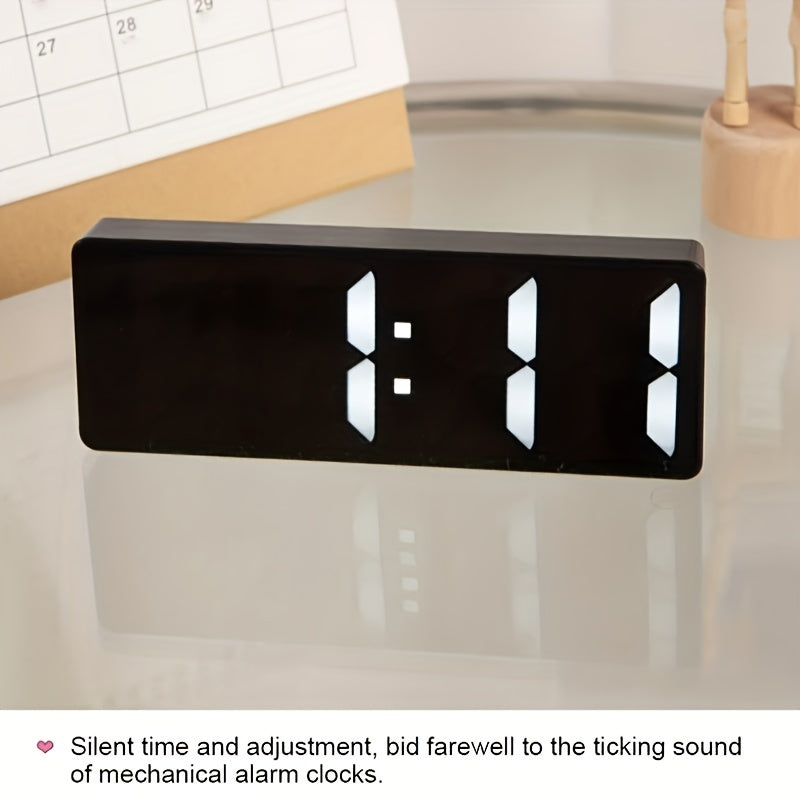 1pc Smart Voice-Controlled LED Desk Clock with Snooze Function - Silent Digital Alarm for Bedroom & Office Use