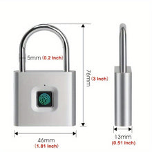 Load image into Gallery viewer, 1pc Mini Smart Fingerprint Padlock, Security Door Lock, Antitheft Keyless USB Rechargeable Lock For Suitcase Luggage