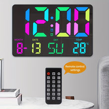 Load image into Gallery viewer, 1pc Multifunctional RGB Colorful Digital Remote Control Wall Clock (clock And Remote Control With Button Battery)