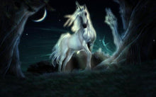 Load image into Gallery viewer, Moonlight Magical Unicorn 5D Square Drill Diamond Painting Ships from USA DIY Handmade Cross Stitch Home Decor Fantasy Icon