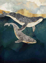Load image into Gallery viewer, DIY Diamond Painting Craft Kit Whales at Play Ocean Animal Diamond Art Kits Free Tools Tray Ships from USA Great Do It Yourself Kits