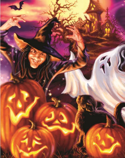 5D Halloween Diamond Painting Witch Haunted House Jack-O-Lantern Cross Stitch Diamond Embroidery Great Gift Family Project Wall Artwork