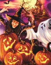 Load image into Gallery viewer, 5D Halloween Diamond Painting Witch Haunted House Jack-O-Lantern Cross Stitch Diamond Embroidery Great Gift Family Project Wall Artwork