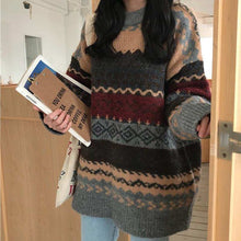 Load image into Gallery viewer, Vintage Look Sweaters Women Pullover Winter Striped Jumpers Todays Style Loose Pullover Knitwear Casual Loose Sweater Pull Femme
