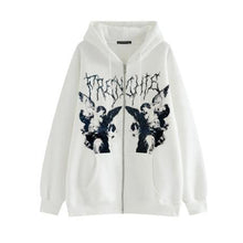 Load image into Gallery viewer, Vintage Angel Print Oversized Hoodies Zip Up Long Sleeve Sweatshirt Aesthetic Autumn Gothic Grunge Streetwear