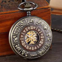Load image into Gallery viewer, Solid Wood Accent Mechanical Pocket Watch FOB Chain Locket Dial Hollow Steampunk Men Women Clock Watches Box Package