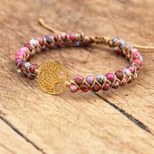 Load image into Gallery viewer, Handmade Charm Bracelet Natural African Stone Beaded Hobo Wrap Bracelet and Bangle Stainless Steel Tree of Life Braided Jewelry