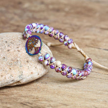 Load image into Gallery viewer, Handmade Charm Bracelet Natural African Stone Beaded Hobo Wrap Bracelet and Bangle Stainless Steel Tree of Life Braided Jewelry