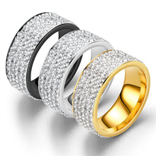 Load image into Gallery viewer, Hip Hop Iced Out CZ Bling Men's Ring Black/Gold/Silver Color Stainless Steel Bling Bling Rings for Women Men Jewelry